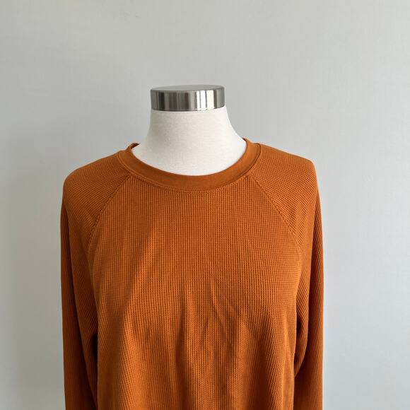 Double Zero Cropped Thermal Long Sleeve Raw Hem Copper Crew Neck Small - Picture 2 of 8
